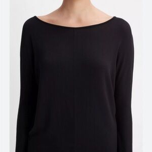 Black Vince scoop neck wool and cashmere sweater, large.